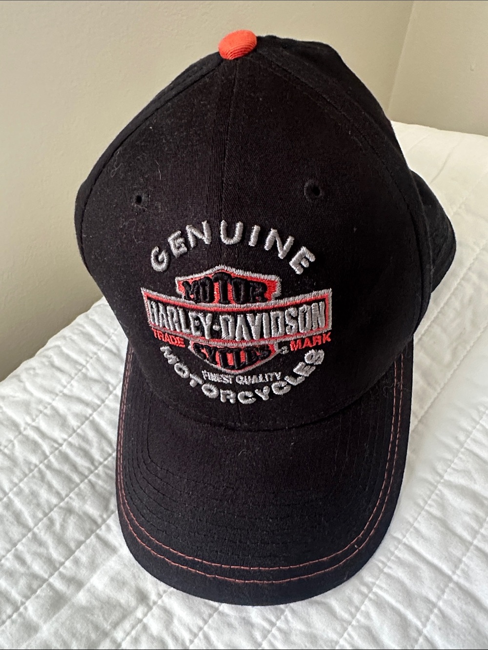 Harley-Davidson Black Cap with Red Stitching and Logo